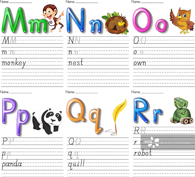 白色纸张字母练习册套装图片素材