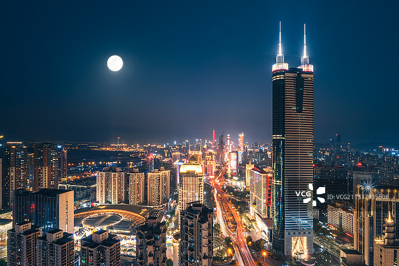 广东省深圳市罗湖区城市黄昏风光图片素材