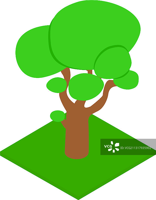 2.5D风格大树图标图片素材