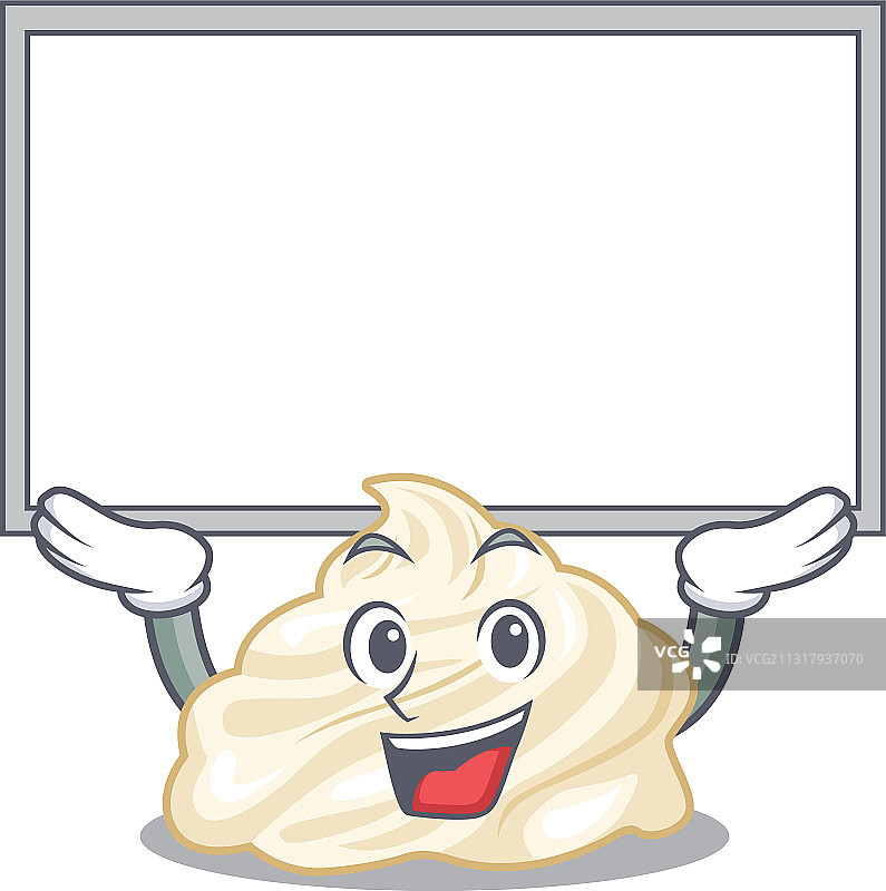 举起牌子的鲜奶油吉祥物图片图片素材