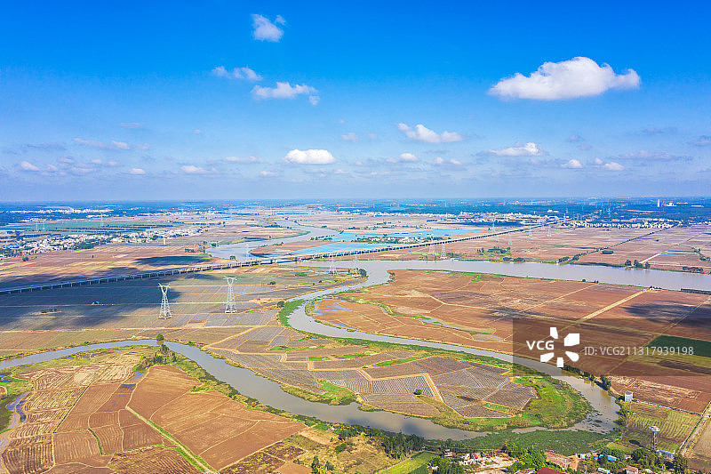 广东省湛江市雷州市农村弯曲的河流航拍自然风光图片素材