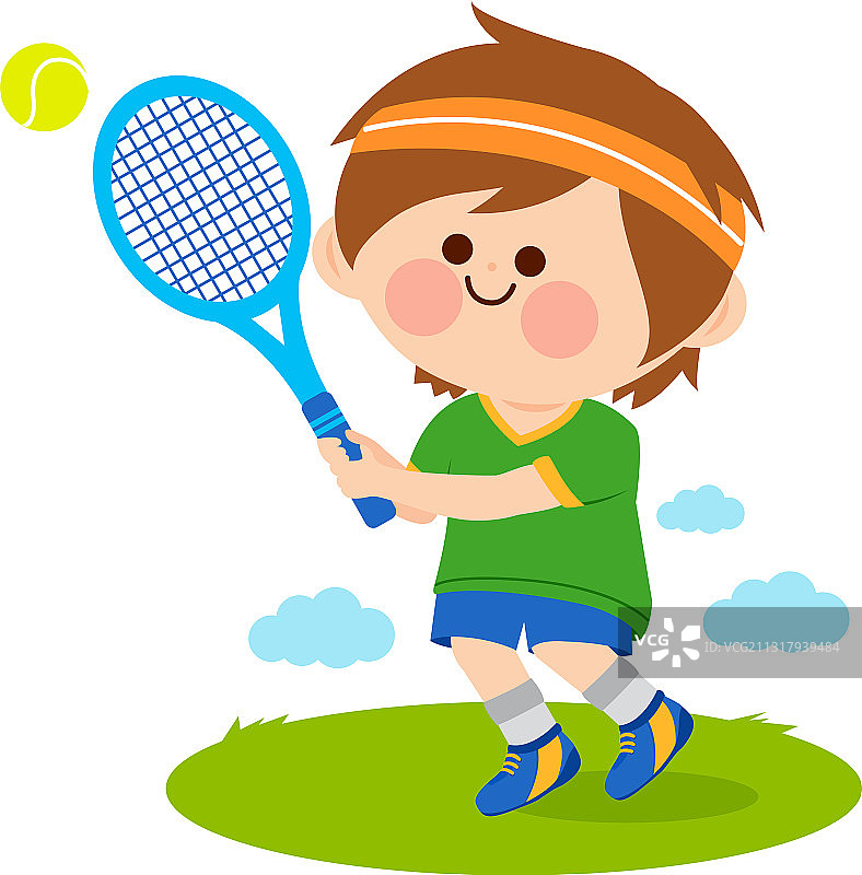 男孩打网球图片素材