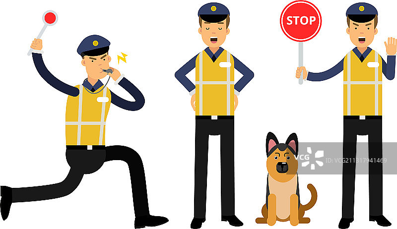 身穿黄色背心的交通警察图片素材