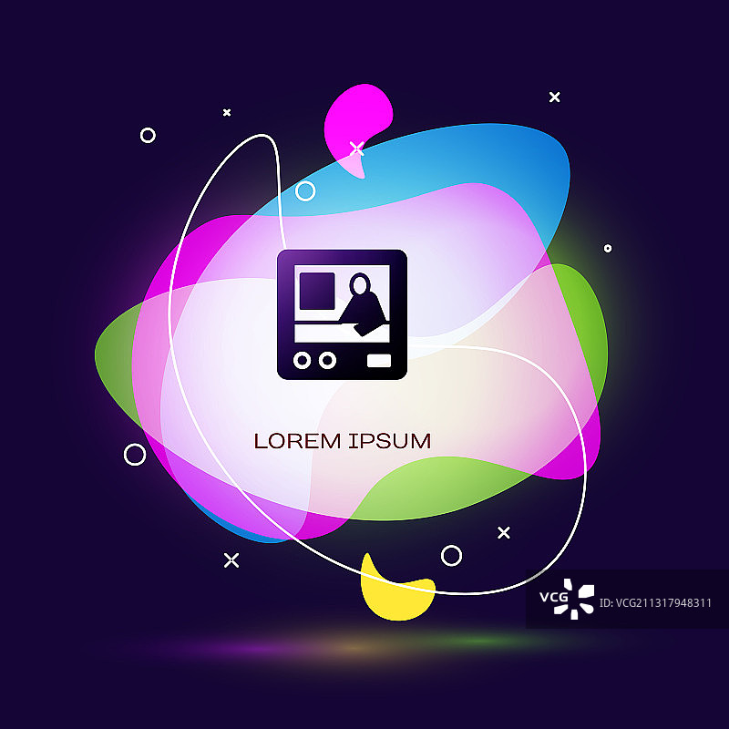 蓝色背景上的黑色电视报道图标图片素材