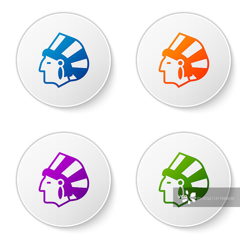 彩色美洲原住民印第安人图标图片素材