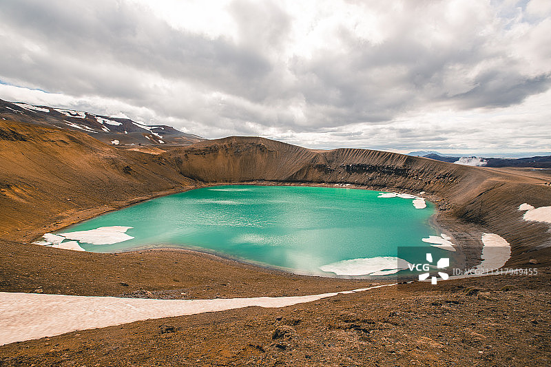 冰岛，斯道拉维蒂，火山口湖图片素材