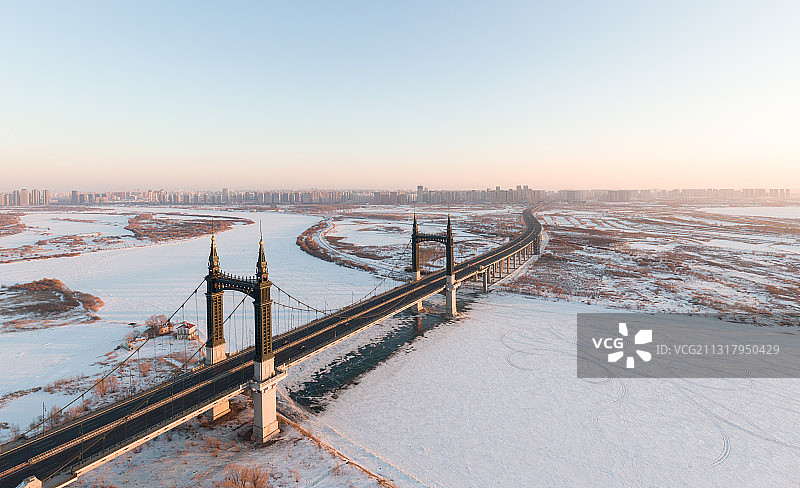 吊桥 雪 冬图片素材