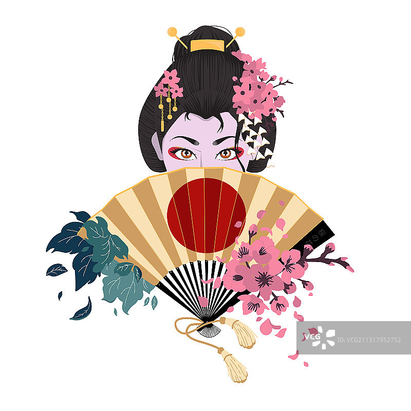 用彩色遮住脸的日本女人图片素材