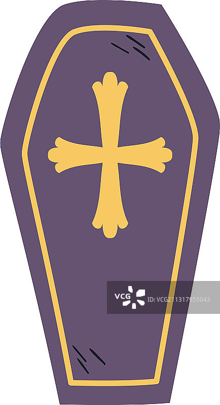 带有十字架的自由风格棺材图标图片素材