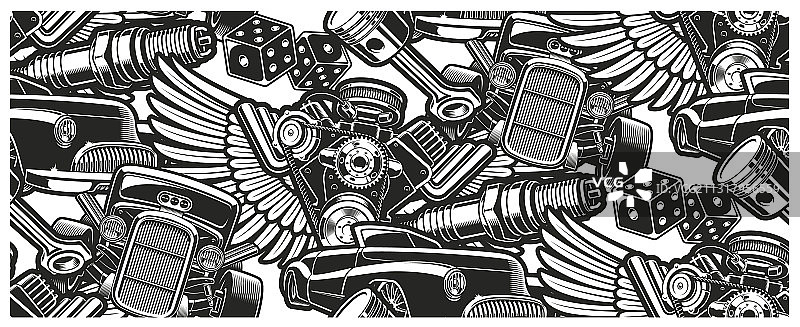 复古汽车无缝背景图片素材