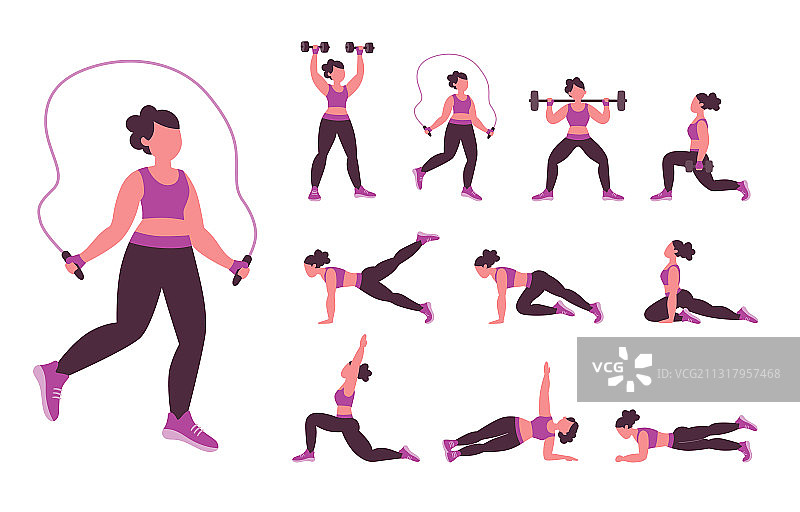 在家锻炼的不同示范图片素材
