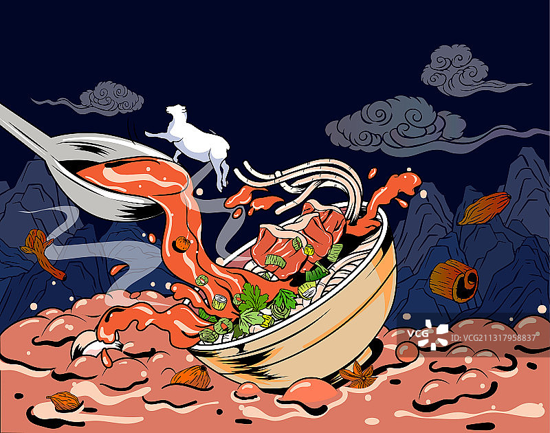 食品包装羊肉粉面条海报图片素材