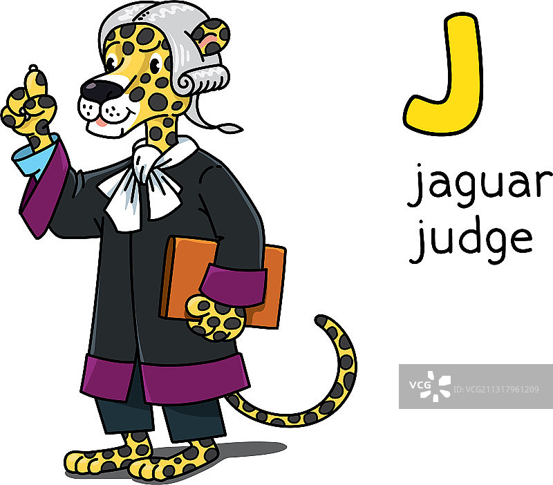 猎豹、法官与动物职业字母表J图片素材