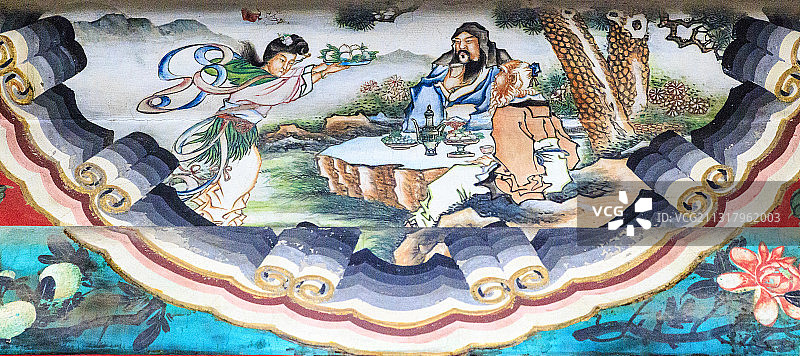 北京颐和园长廊彩画：麻姑献寿图片素材