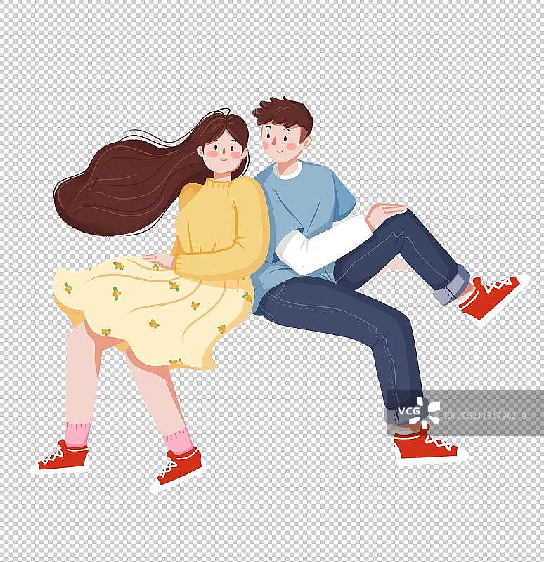 情侣靠背坐姿图片素材