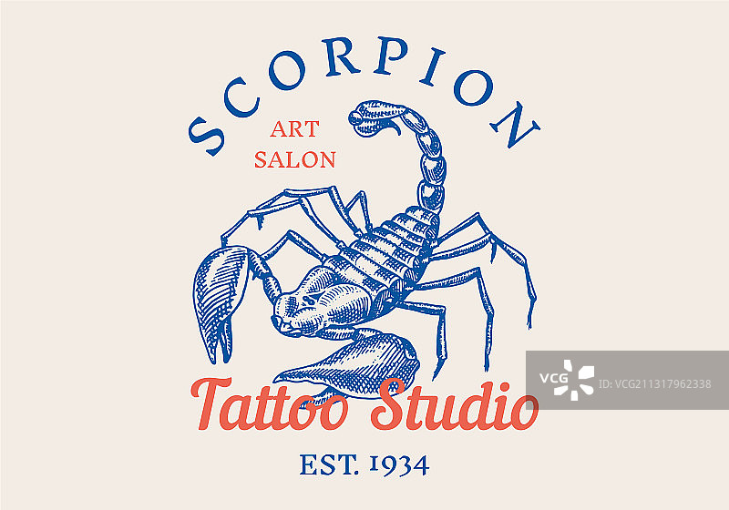 复古风格蝎子酒吧标签图片素材