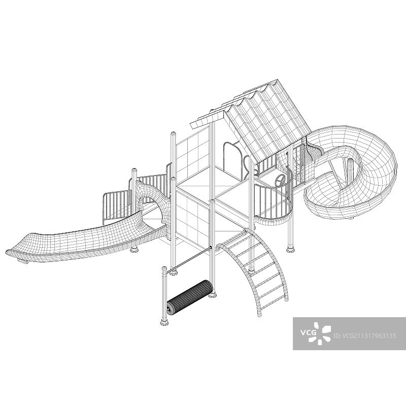 游乐场线框黑色线条图片素材