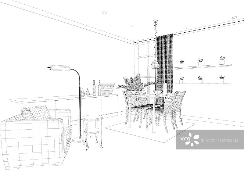 黑色线条的室内项目图片素材