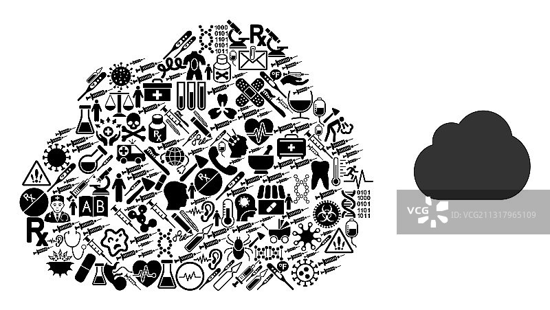 马赛克云医疗保健图标图片素材