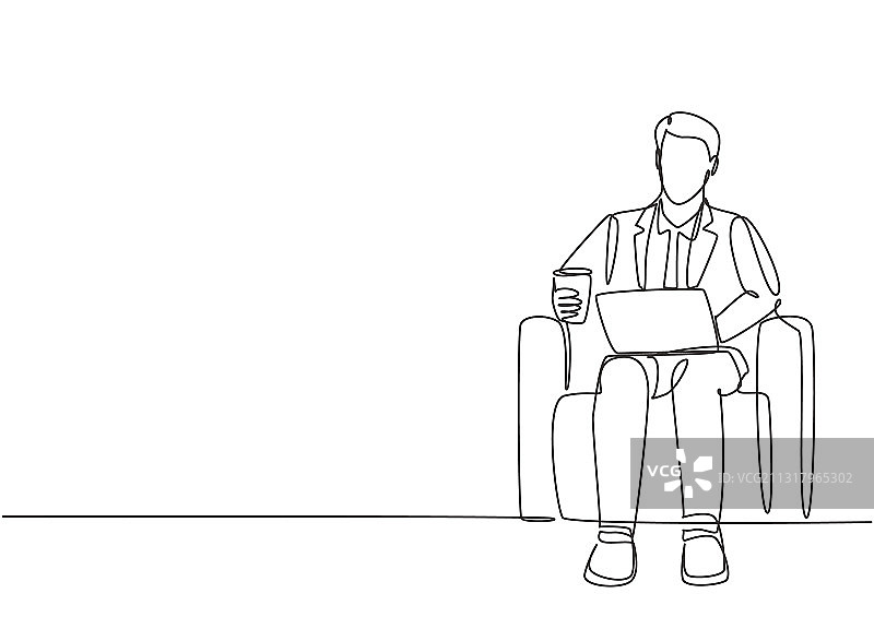 年轻商务男士单线画图片素材