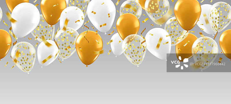 逼真的金色闪光气球banner图片素材