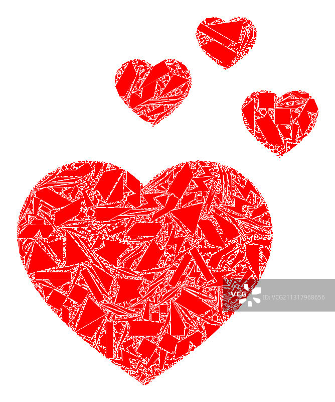 碎片镶嵌喜爱红心图标图片素材