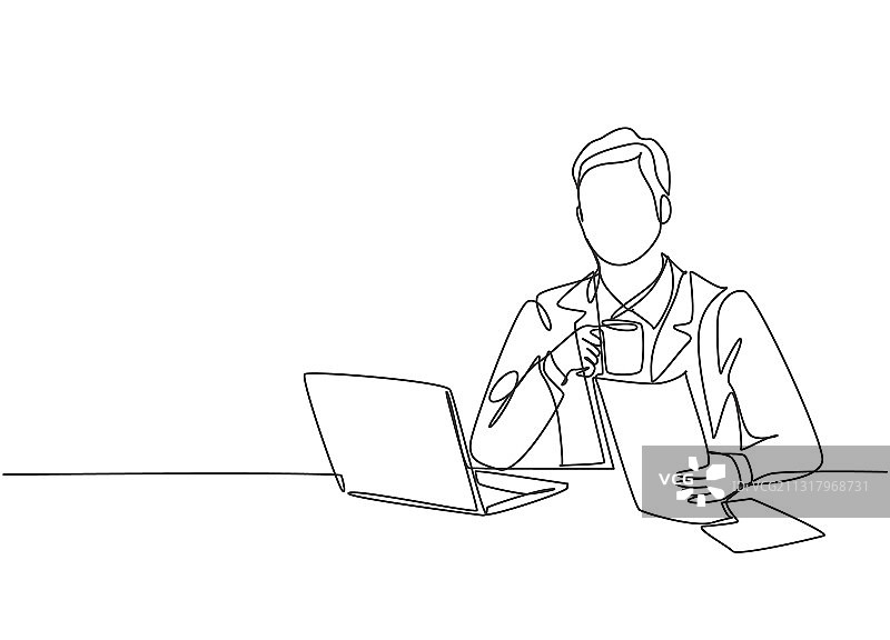 一笔画：年轻快乐的人图片素材