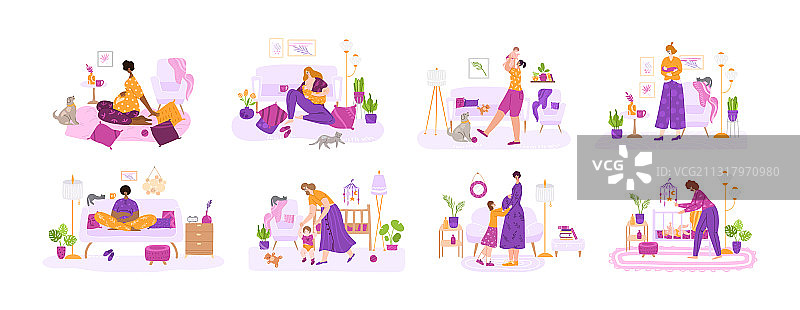 母爱概念：女人和婴儿图片素材