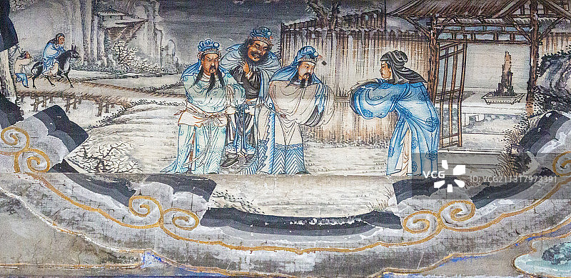 北京颐和园长廊彩画：三顾茅庐图片素材
