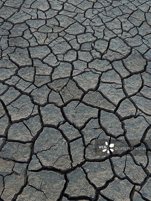 河床干涸地面龟裂干旱特写景观图片素材