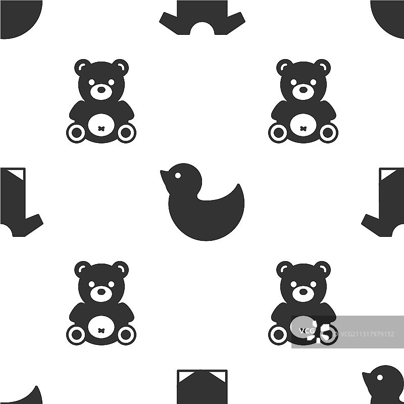 连体衣、小黄鸭和泰迪熊毛绒玩具套装图片素材