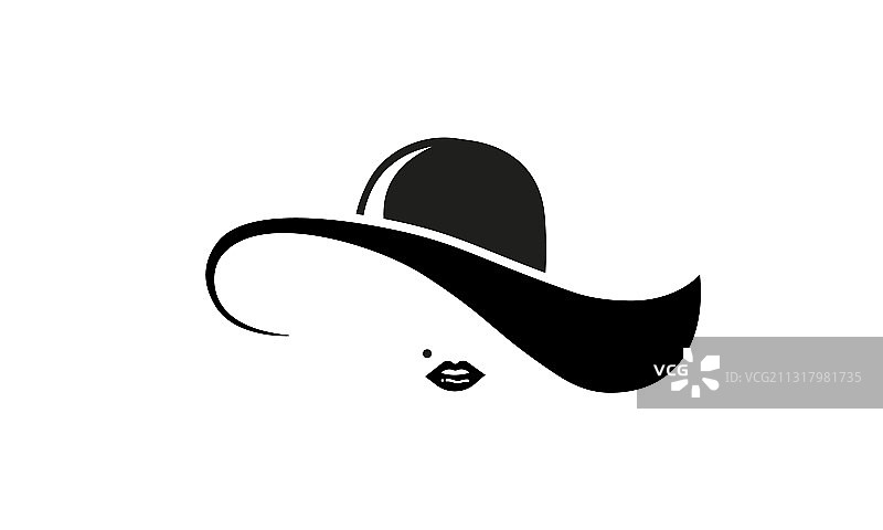 戴黑色帽子优雅迷人的女士图片素材