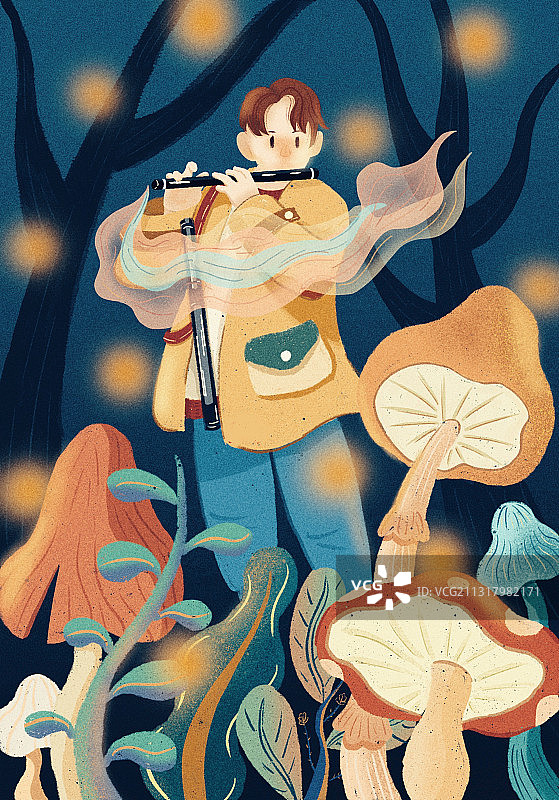 吹笛少年图片素材