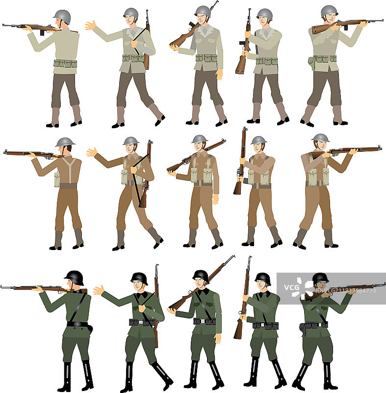 二战士兵套装：美国、英国图片素材