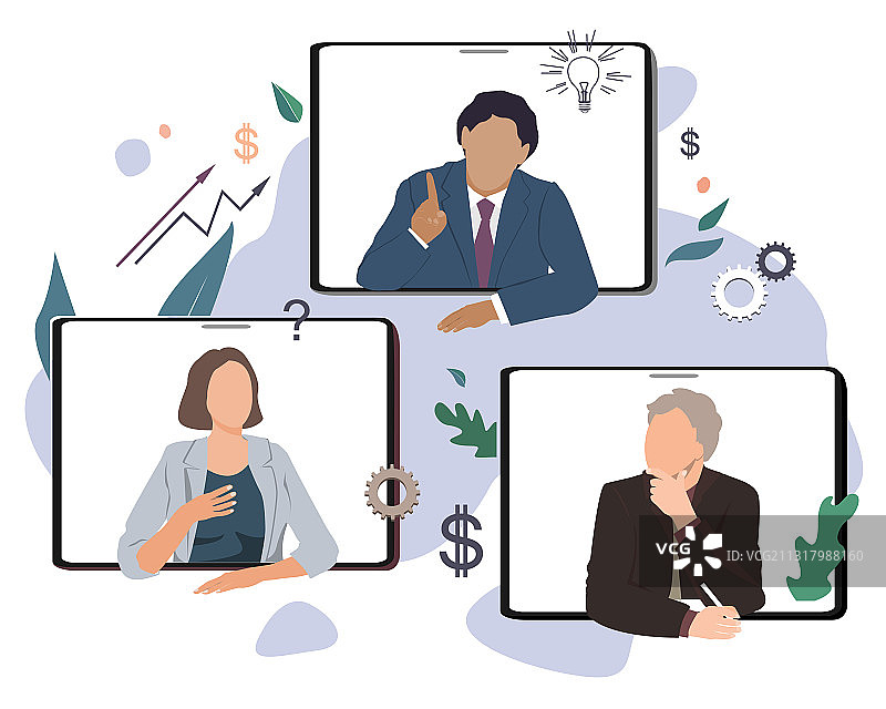 商务会议视频通话远程项目图片素材