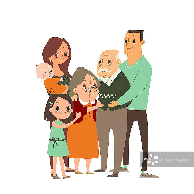 幸福家庭拥抱卡通人物图片素材