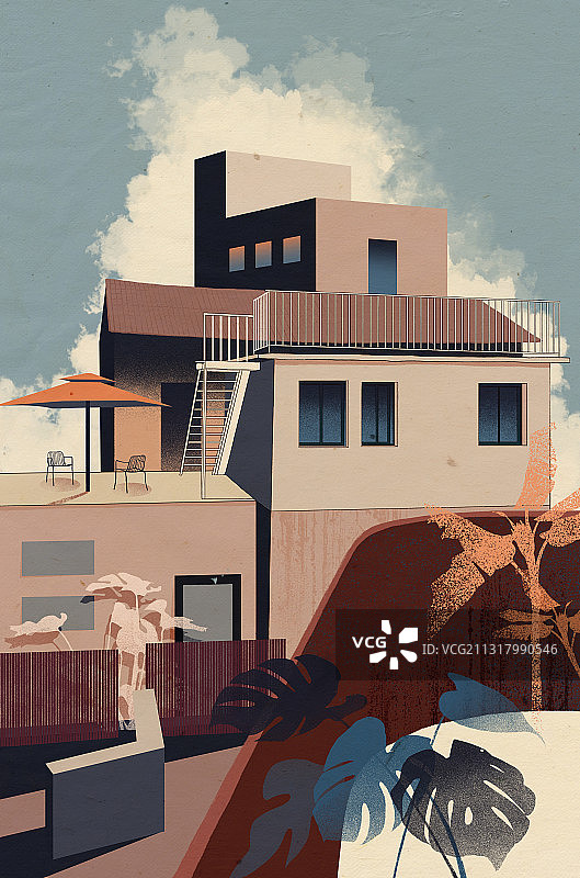 午后天台图片素材