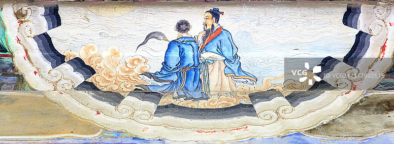 北京颐和园长廊彩画：唐明皇游月宫图片素材