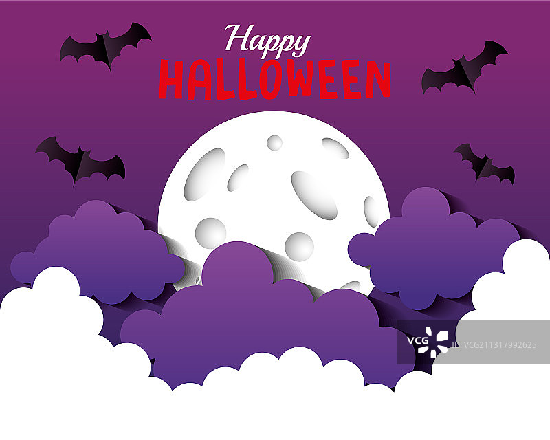 万圣节快乐banner与蝙蝠飞舞图片素材