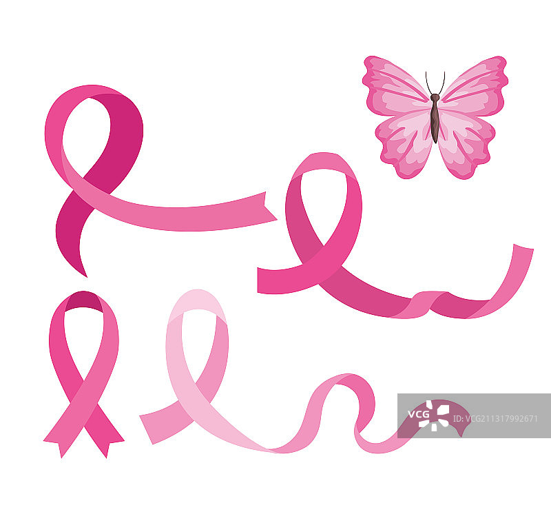 白色背景上的粉色蝴蝶结图片素材