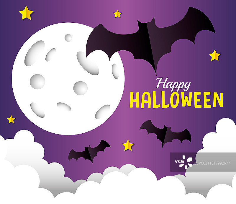 万圣节快乐banner与蝙蝠飞舞图片素材