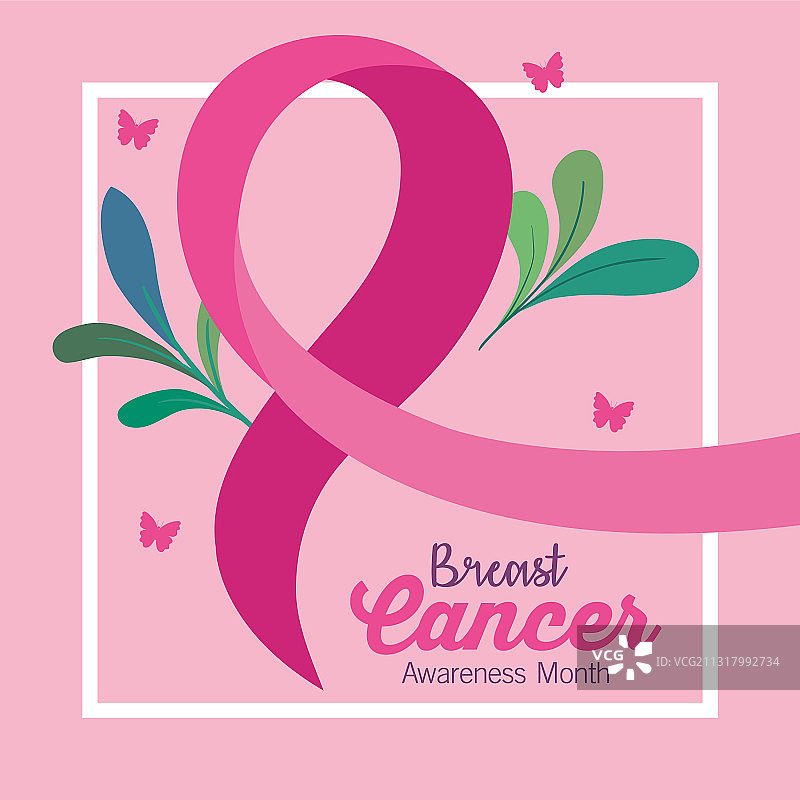 粉红丝带：世界乳腺癌防治标志图片素材