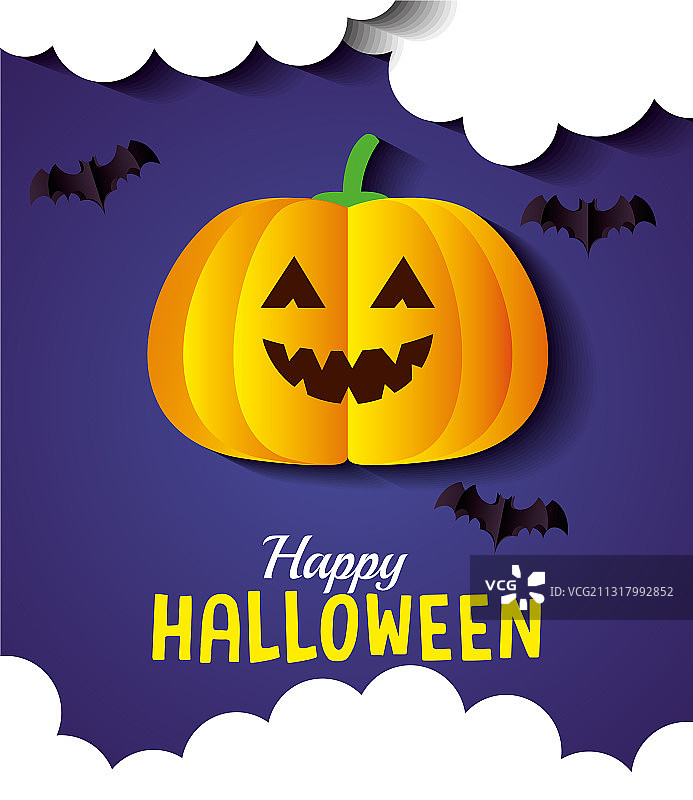 万圣节banner，南瓜云朵图片素材