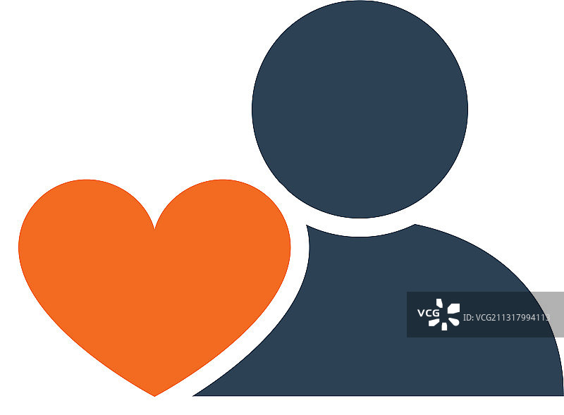 带有心形线条图标的用户资料（慈善）图片素材