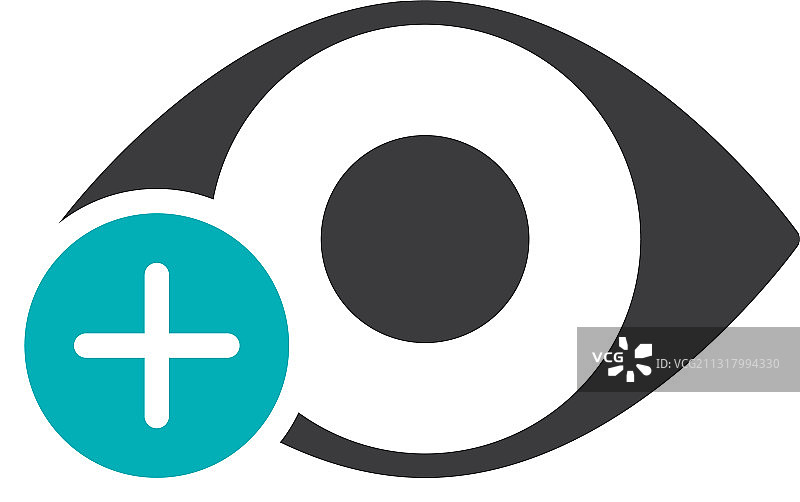 人眼与加号彩色图标：健康视觉图片素材