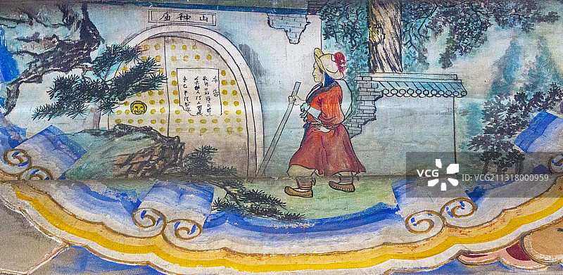 北京颐和园长廊彩画：武松打虎图片素材