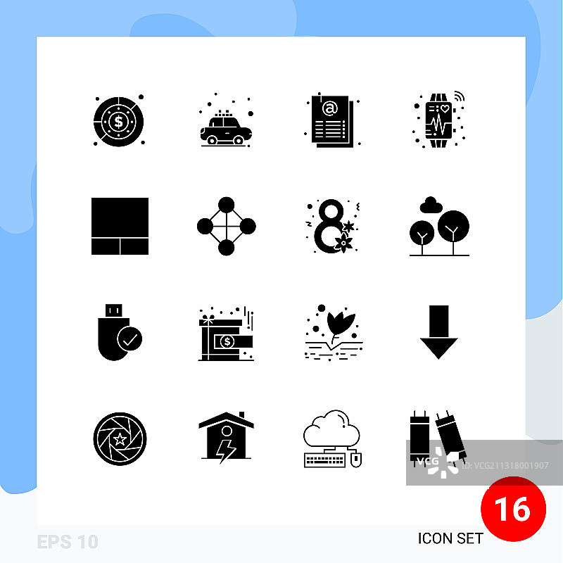 包装16个现代固体符号符号和符号图片素材