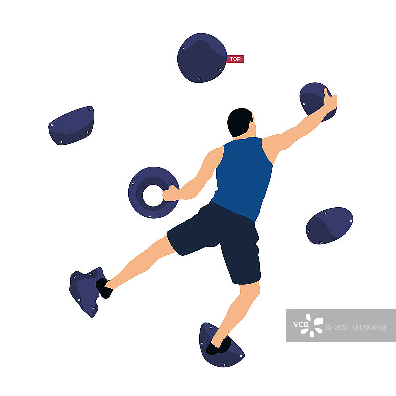 男人攀爬攀岩墙图片素材