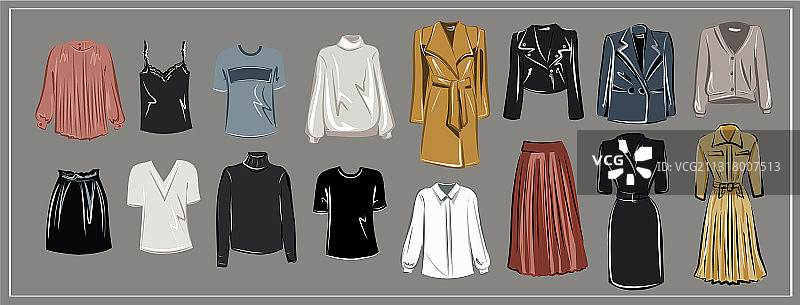 简约秋季服装基础款衣橱图片素材