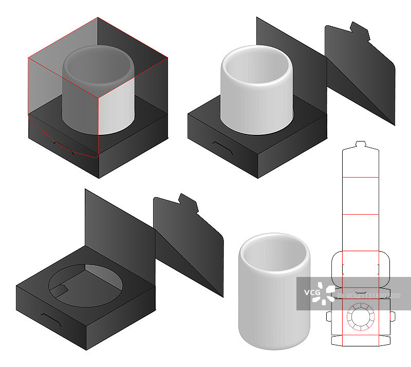 盒包装模切模板设计三维模型图片素材